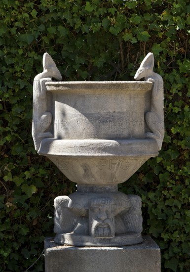 Sculpture Jackal Vase by Bernhard Hoetger in the plane tree grove on the Mathildenhöhe, UNESCO