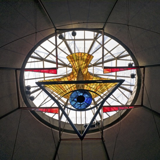 View of the dome apex with Trinity window by Rudolf Hoflehner, Ludwigskirche, St Ludwig, Darmstadt,