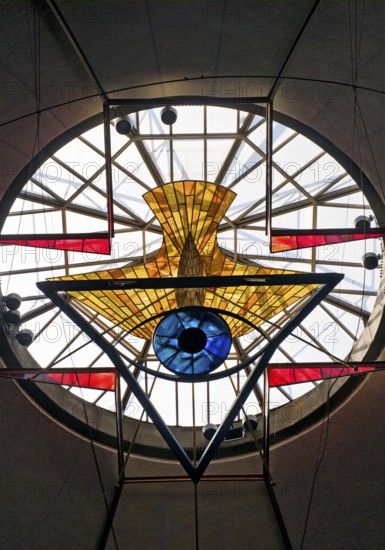 View of the dome apex with Trinity window by Rudolf Hoflehner, Ludwigskirche, St Ludwig, Darmstadt,