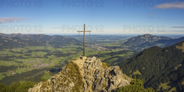 Panorama from the Rubihorn, 1957m, into the Illertal, Allgäu, Bavaria, Germany