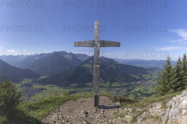 Panorama from Hirschberg, 1456m, into Ostrachtal with Bad Oberdorf, Bad Hindelang and Imberger