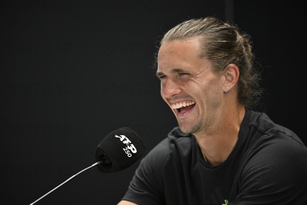Press conference, PK, portrait, Alexander Zverev GER, laughs, Tennis, ATP 250, BOSS Open 2025,