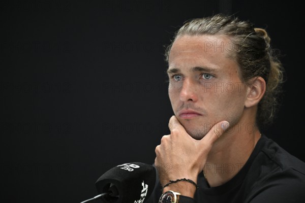 Press conference, PK, portrait, Alexander Zverev GER, thoughtful, gesture, gesture, tennis, ATP