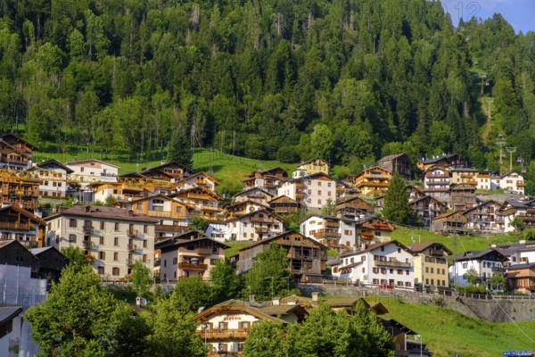 Farmhouses in Alleghe, Belluno, Dolomites, Veneto, Italy