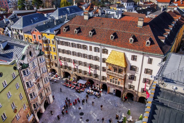 Herzog-Friedrich-Strasse in the old town centre with the Helblinghaus and the Golden Roof,
