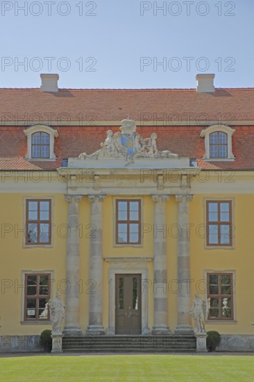 Portal of the Rococo Castle, Mosigkau, Dessau-Wörlitz Garden Kingdom, Dessau-Roßlau, Saxony-Anhalt,