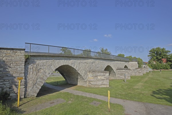 Historic Waldau Flood Bridge built in 1787, stone arch bridge, Waldau, Bernburg, Saxony-Anhalt,