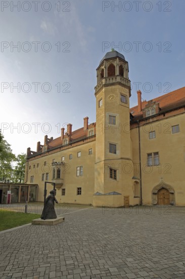 UNESCO Luther House, Martin Luther's home built in 1503, inner courtyard with memorial to Katharina