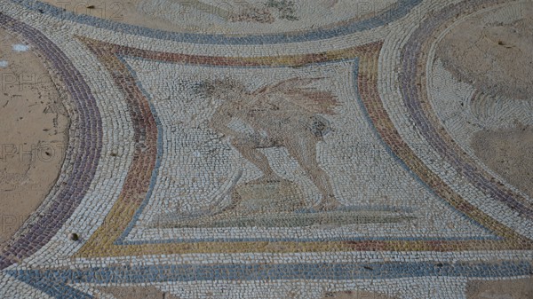 Ancient mosaic with a winged figure, artistically designed, Archaeological Site, Western