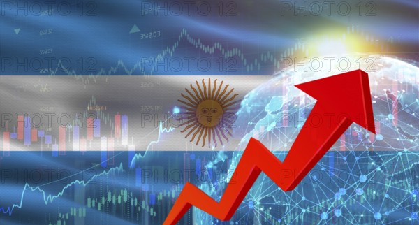Global financial growth with Argentina flag. Financial growth with Argentina flag on economic