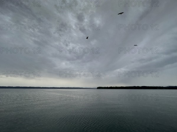 Dark clouds over Lake Starnberg, Bavaria, Germany