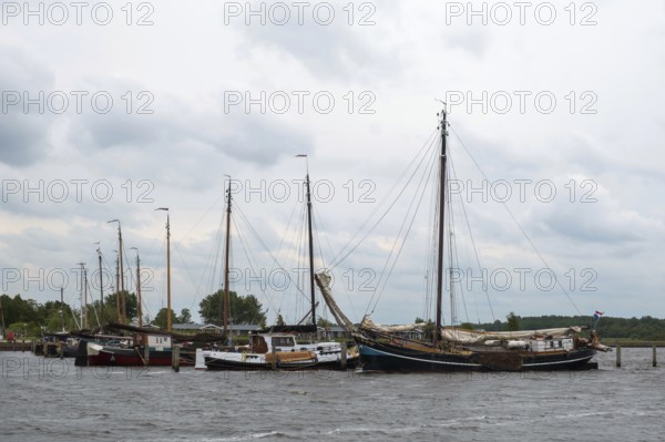 Flat-bottomed boats in Noordergat marina, Netherlands