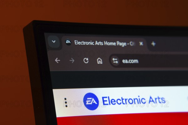 Dhaka, Bangladesh- 02 June 2025: Close-up of a computer screen displaying the Electronic Arts web