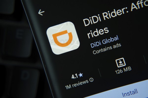 Dhaka, Bangladesh- 27 July 2025: DiDi Rider app from Google Playstore is displayed on a smartphone