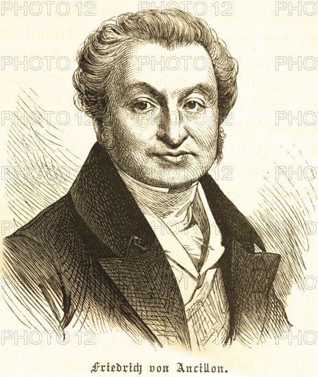 Portrait of Jean Pierre Frédéric Ancillon (1767-1837) Friedrich von Ancillon, wavy hair,