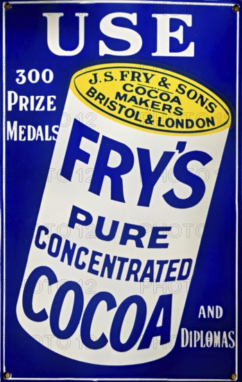Reproduction enamel advertising sign for Fry's Pure Concentrated Cocoa, UK