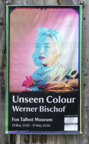Poster advertising photography exhibition 'Unseen Colour', Werner Bischof, Fox Talbot museum,
