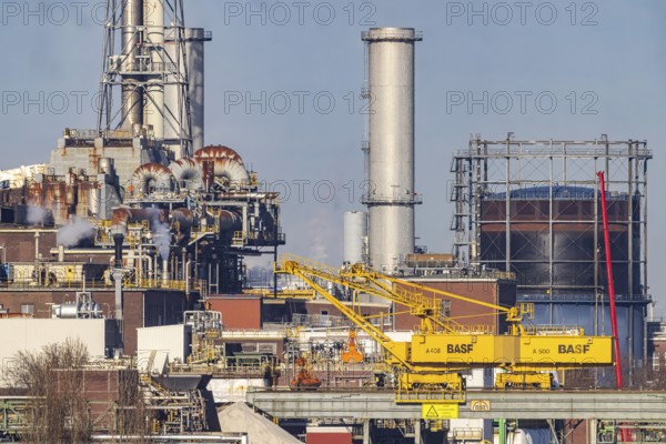 BASF factory site with chemical plants and chimneys. Baden aniline and soda factories. chemical