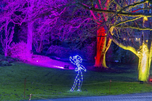 Winter lights in Luisenpark in Mannheim. Every year in January and early February, the park is