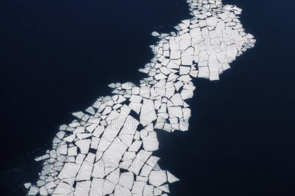 Aerial view of melting icepack in the East Greenland, Greenland (Kalaallit Nunaat), Arctic Ocean,