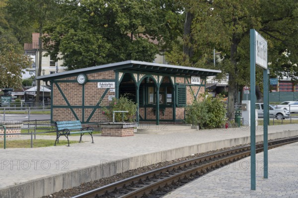 Sellin Ost railway station, ticket sales, Rasender Roland stop, Rügensche Bäderbahn, Sellin, Baltic
