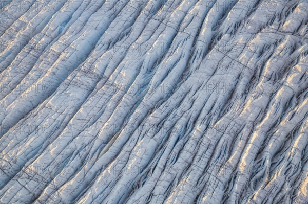 Aerial view of Ice sheet in Greenland, Arctic landscape, frozen wilderness, glaciers and