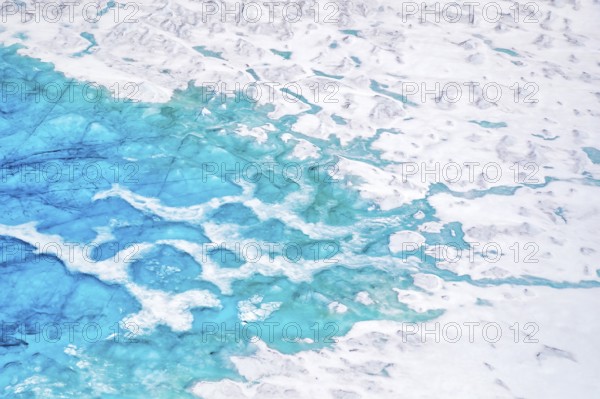 Aerial view of surface lakes (glacial/proglacial lakes), climate change, global warming, Arctic