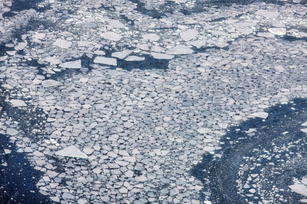 Aerial view of melting icepack in the East Greenland, Greenland (Kalaallit Nunaat), Arctic Ocean,
