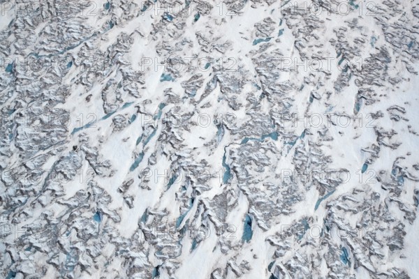 Aerial view of meltwater on the Greenland ice sheet, Arctic landscape, frozen wilderness, glaciers