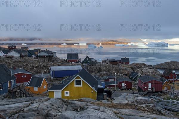 Village of Uummannaq, located on Uummannaq Island in the Uummannaq Fjord, northwestern Greenland,