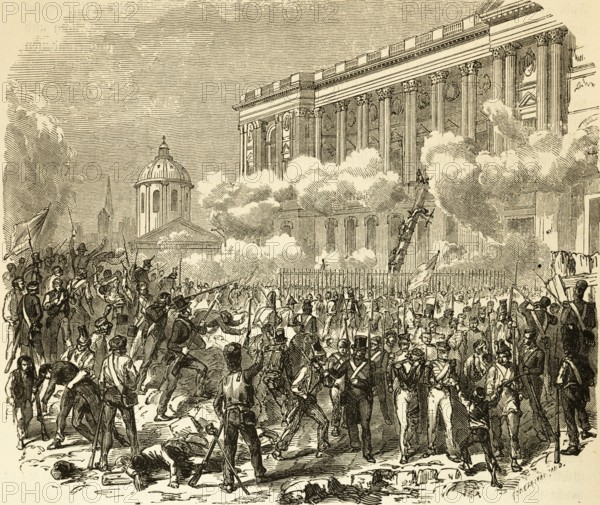 Storming of the Louvre, Paris, revolution, uprising, former residence of the French kings, people,