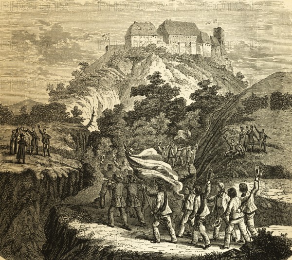 Train of gymnasts to Wartburg 1817, Eisenach, Wartburg festival, meeting of students and