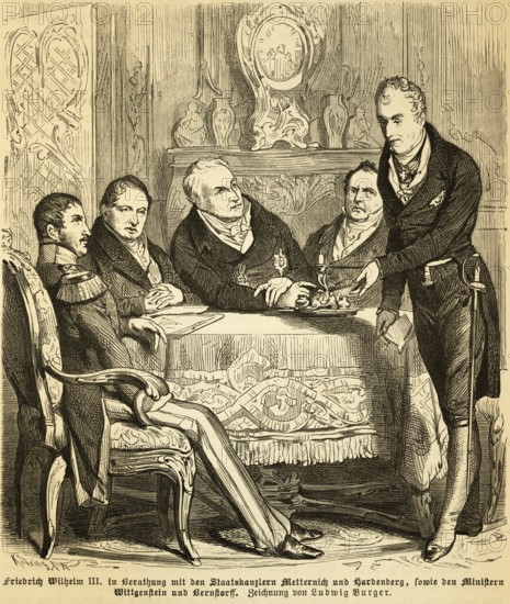 Frederick William III (1770-1840) King of Prussia and Elector of Brandenburg, consultation with the
