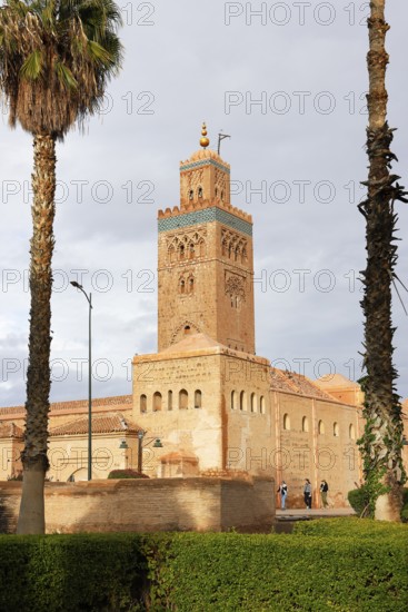 Koutoubia mosque with minaret, landmark of Marrakech, historic old town, Medina, UNESCO World