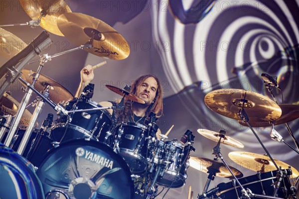 Morten Løwe Sørensen, drummer of Amaranthe, live on Arcane Dimensions Tour 2026 at Zenith in Munich