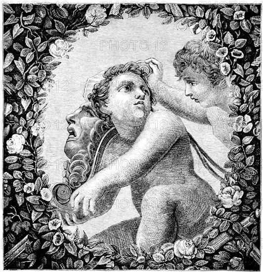 Renaissance painter Antonio Allegri da Correggio (1489-1534) Putto from Correggio's frescoes in St