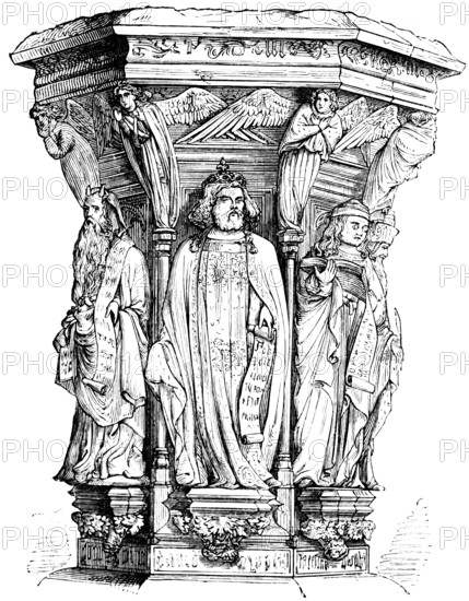 Fountain of Moses (c. 1400) in the Chartreuse de Champmol in Dijon, former Carthusian monastery,