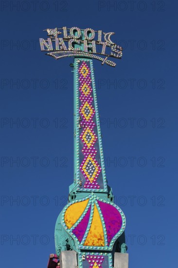 1001 Nights amusement ride at Fun Show traveling amusement ride park, Old Port of Montreal, Quebec,