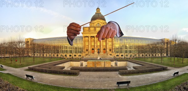 Conductors' hands in front of the Bavarian State Chancellery (StK), Who is conducting whom? The
