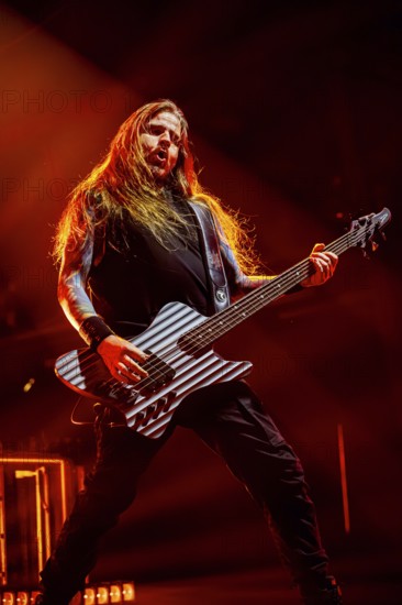 Rob van der Loo, bass player from Epica, live on Arcane Dimensions Tour 2026 at Munich's Zenith on