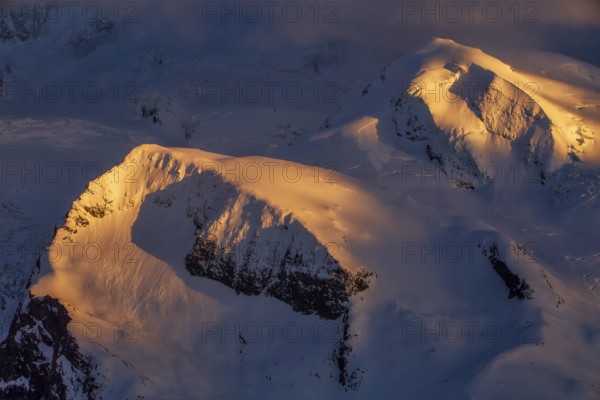 Pollux (4'092?m -13'425?ft) peak in the Pennine Alps at sunset, Gornergrat, Zermatt, Canton of