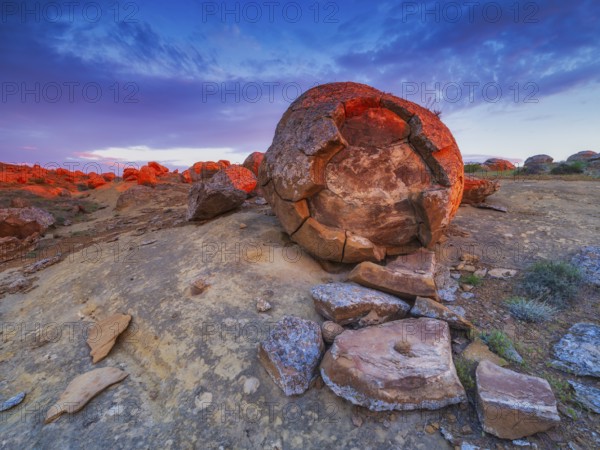 Sunset at Torysh Valley, the Valley of Balls, with thousands of natural spherical rock formations