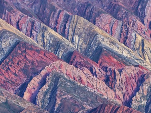 Rainbow Mountains of Serranía de Hornocal, detailed view of colorful rocks, Jujuy Province,
