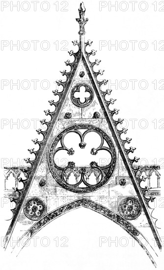 Wimperg, decorative gable from the south portal of the Notre Dame façade, gable-like crowning over