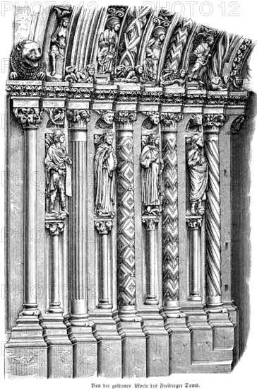 Part of the golden gate of St. Mary's Evangelical Lutheran Cathedral, Freiberg, cathedral,