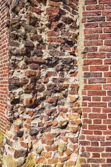 Thief tower, brick building, facade, broken edge, joints, masonry, building material brick,