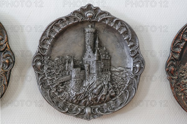 Decorative wall plate, replica of Lichtenstein Castle, Württemberg fairytale castle, romantic