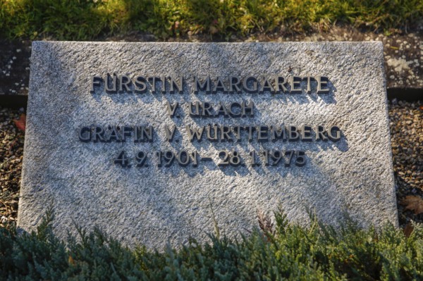 Tombstone of Princess Margarete von Urach, Countess of Württemberg, 1901 to 1975, cemetery, grave,