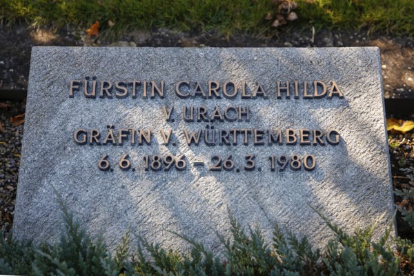 Tombstone of Princess Carola Hilda von Urach, Countess of Württemberg, 1896 to 1980, cemetery,