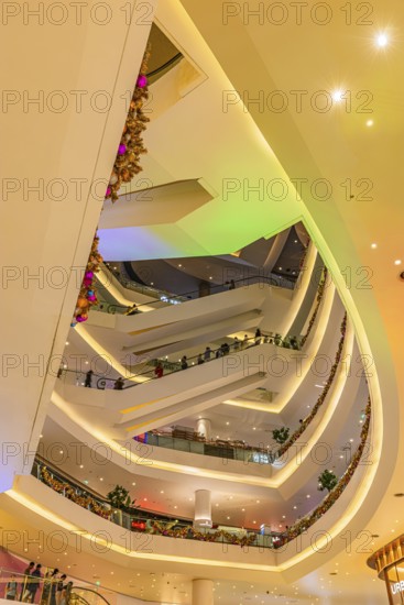 Different floors connected by escalators in Iconsiam Shopping Center, Bangkok, Thailand's